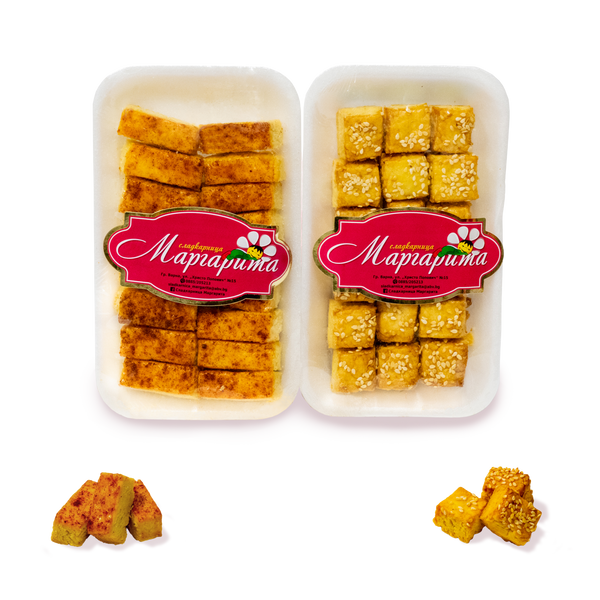 Пакетирани соленки със сусам и соленки с черен пипер от сладкарница Маргарита.