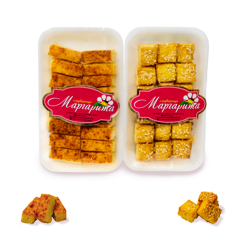 Пакетирани соленки със сусам и соленки с черен пипер от сладкарница Маргарита.